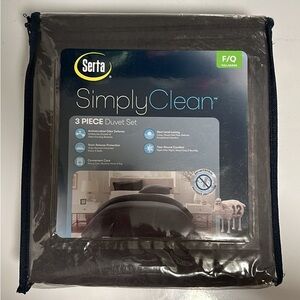 SimplyClean 3-Piece Duvet Set - Black (Full/Queen)